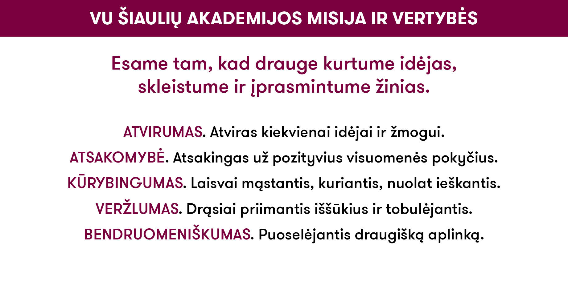 misija ir vertybes